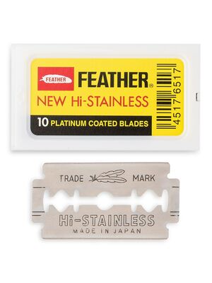 Прямые лезвия Feather NEW Hi-STAINLESS Platinum coated blades 10 шт. Фото 1